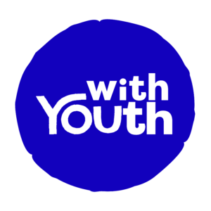a round royal blue With Youth logo with the font in white