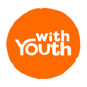 a round orange With Youth logo with the font in white